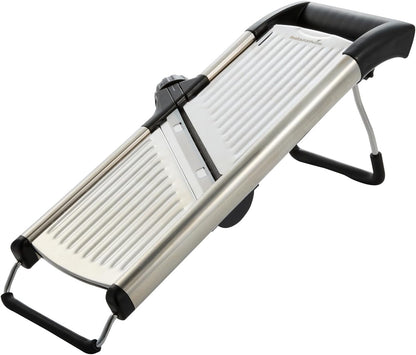 Stainless Steel Adjustable Mandoline Slicer - German Standard Vegetable Slicer with Blade Guard, Includes Cut-Resistant Gloves - Food Slicer for Potato, Onions, Cucumbers, Tomato