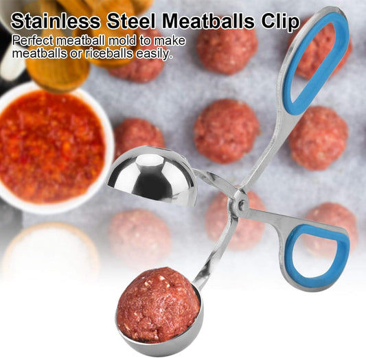 Meat Baller, Stainless Steel Meatball Scoop Maker Non-sticky Meatballs Rice Balls Clip Maker Kitchen Tool (blue)