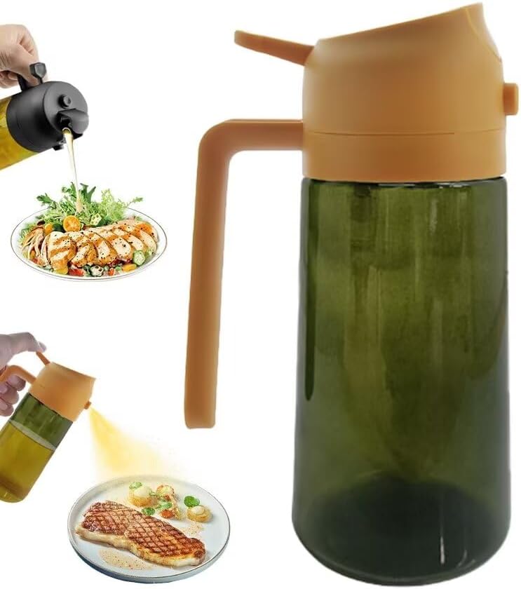 Kitchen Maiden 2 in 1 Oil Dispenser, New Kitchenmaiden 2 In 1 Oil Sprayer for Cooking，Olive Oil Dispenser Bottle Spray And Pour for Air Fryer, Salad, Frying, BBQ