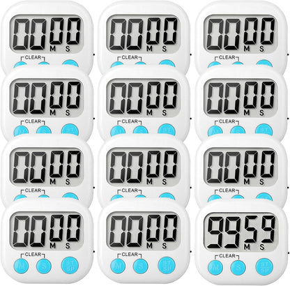 6 Pack Digital Kitchen Timer Small Classroom Timers for Kids Teachers (Blue&White)