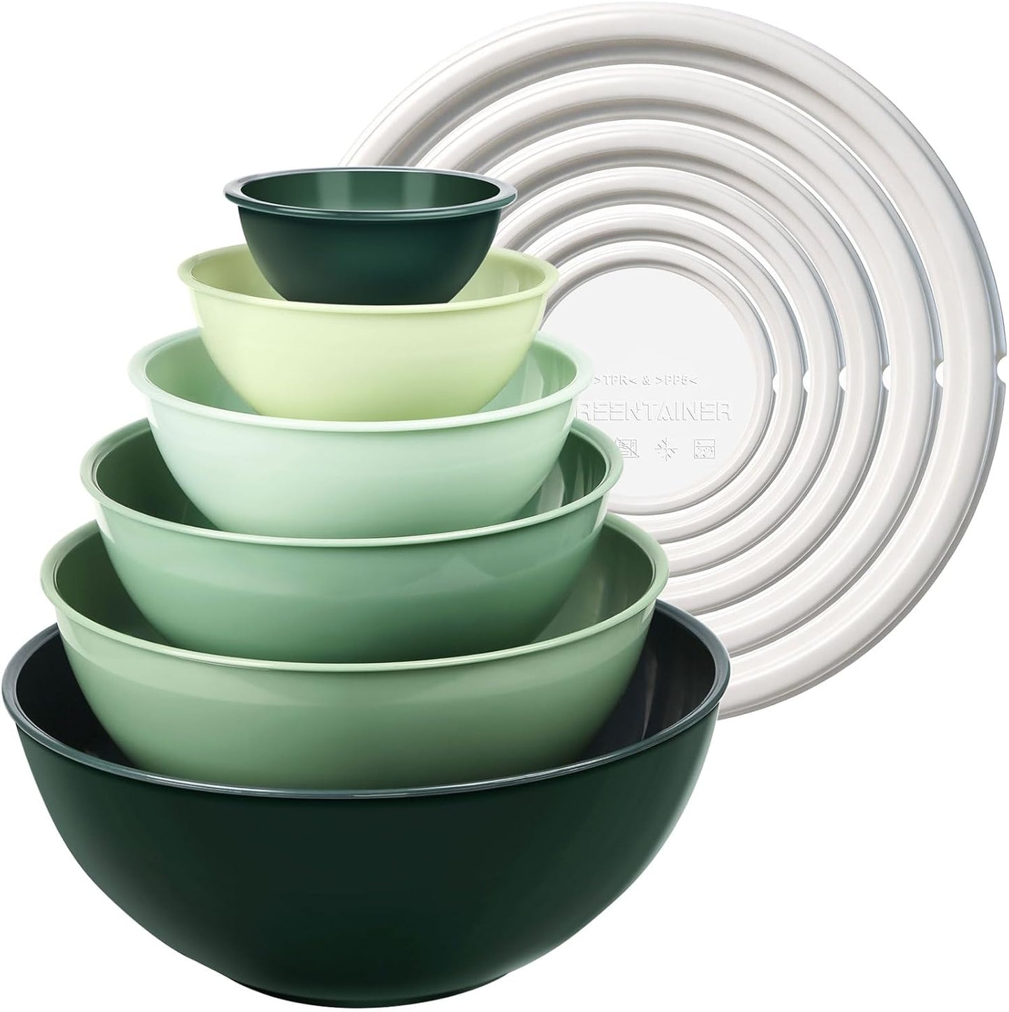 Plastic Mixing Bowls with Lids Set for Kitchen, 6 Set Nesting Bowls for Mixing, Baking, Prepping, Cooking and Serving Food, Mixing Bowls Dishwasher, Microwave Safe