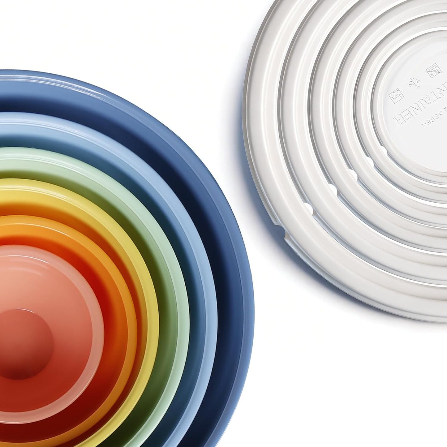 Plastic Mixing Bowls with Lids Set for Kitchen, 6 Set Nesting Bowls for Mixing, Baking, Prepping, Cooking and Serving Food, Mixing Bowls Dishwasher, Microwave Safe