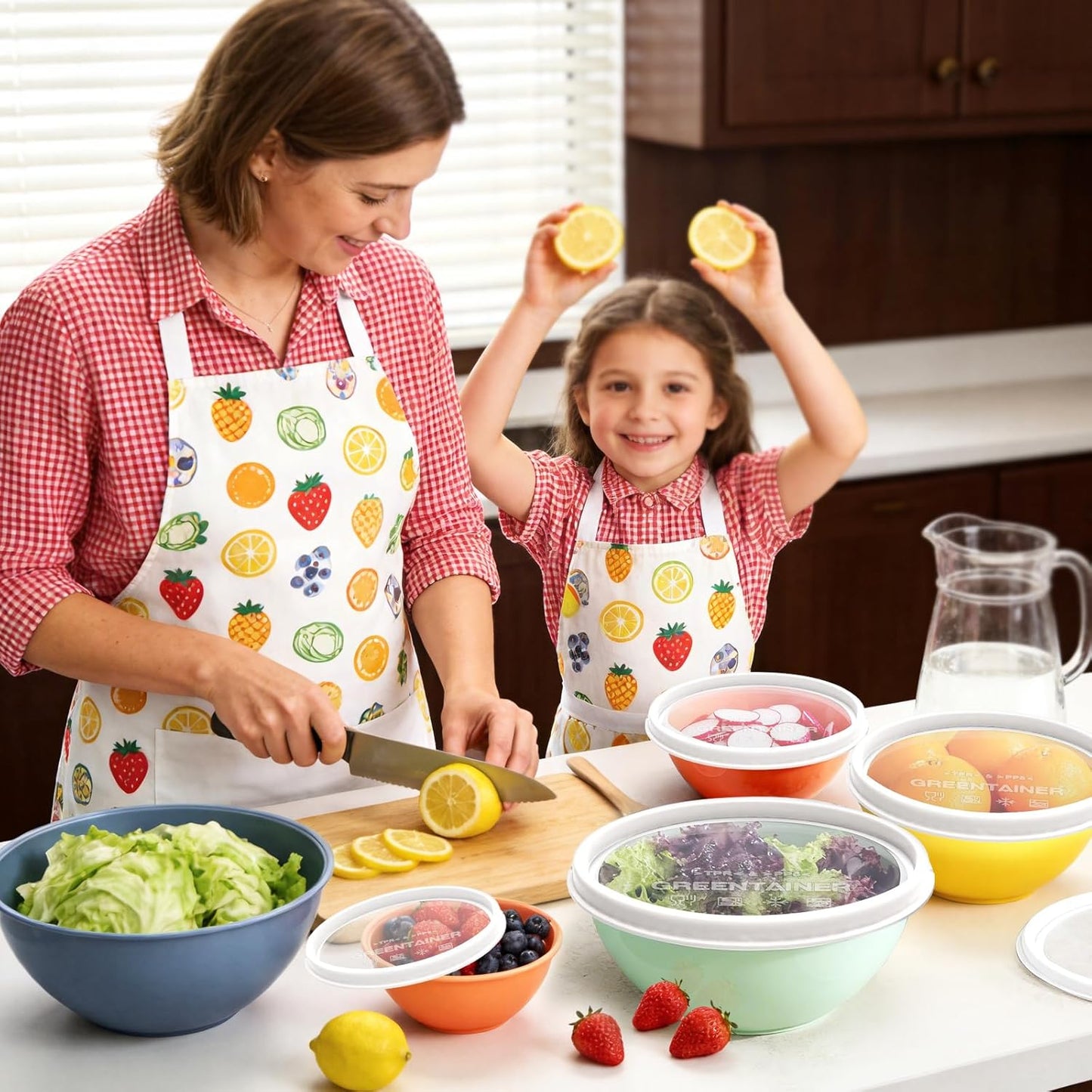 Plastic Mixing Bowls with Lids Set for Kitchen, 6 Set Nesting Bowls for Mixing, Baking, Prepping, Cooking and Serving Food, Mixing Bowls Dishwasher, Microwave Safe