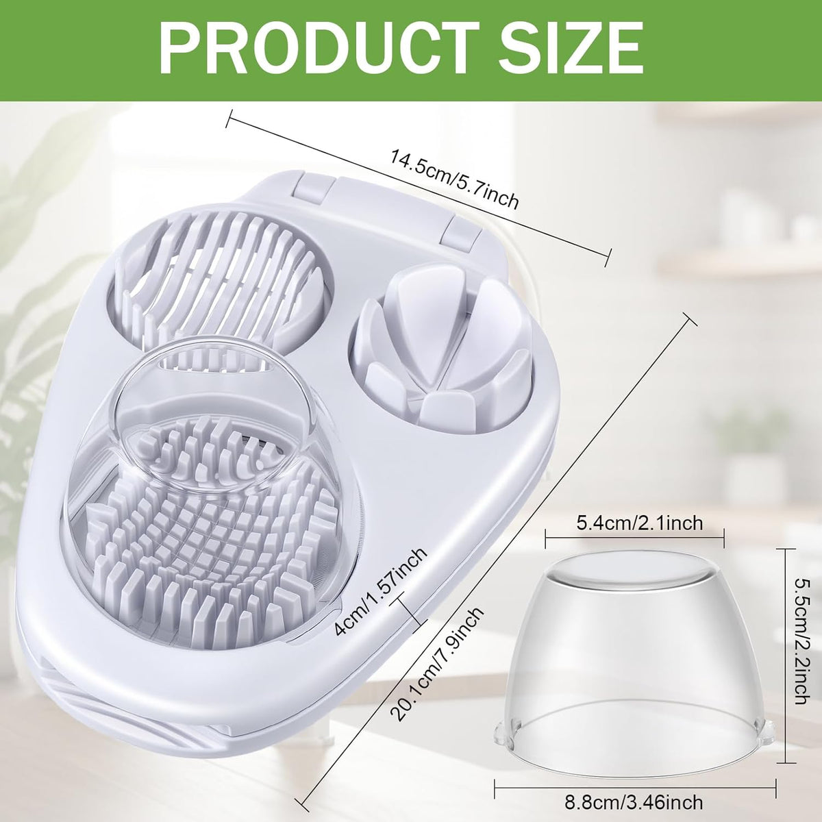 3 in 1 Egg Slicer for Hard Boiled Eggs Stainless Steel Egg Cutter White Kitchen Dicer Chopper Tool for Strawberry Grape Cherry Banana Butter Mushroom Tomato