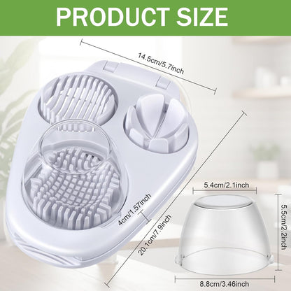 3 in 1 Egg Slicer for Hard Boiled Eggs Stainless Steel Egg Cutter White Kitchen Dicer Chopper Tool for Strawberry Grape Cherry Banana Butter Mushroom Tomato