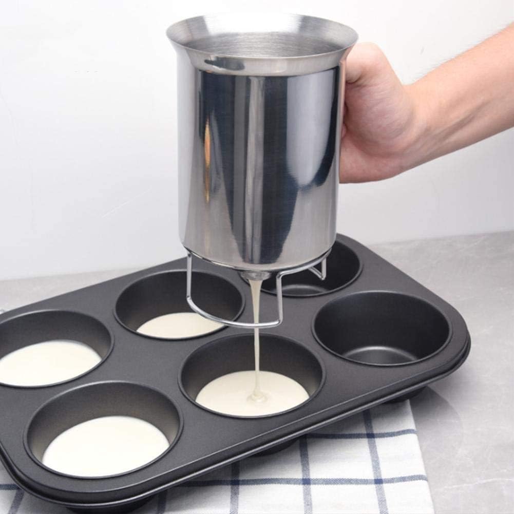 Stainless-Steel Pancake Batter Dispenser Handheld Pancake Batter Dispenser - 900ML Professional Batter Funnel Kitchen Tool for Baking Cake Cupcakes Crepes Waffles Pancake