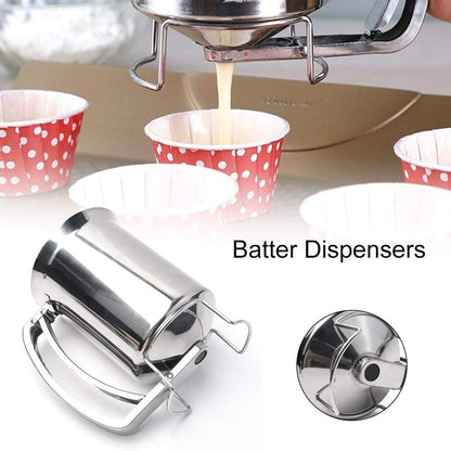 Stainless-Steel Pancake Batter Dispenser Handheld Pancake Batter Dispenser - 900ML Professional Batter Funnel Kitchen Tool for Baking Cake Cupcakes Crepes Waffles Pancake