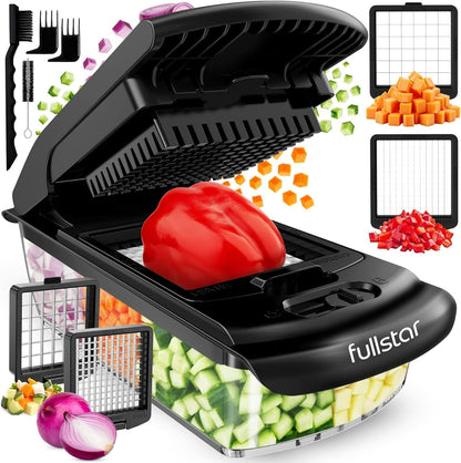 Pro Original Vegetable Chopper & Spiralizer, Kitchen Prep Tool | 4 in 1 Veggie Slicer, Onion & Fruit Cutter with Sharp Stainless Steel Blades & Container, All-in-One Food Prep Tool (White)
