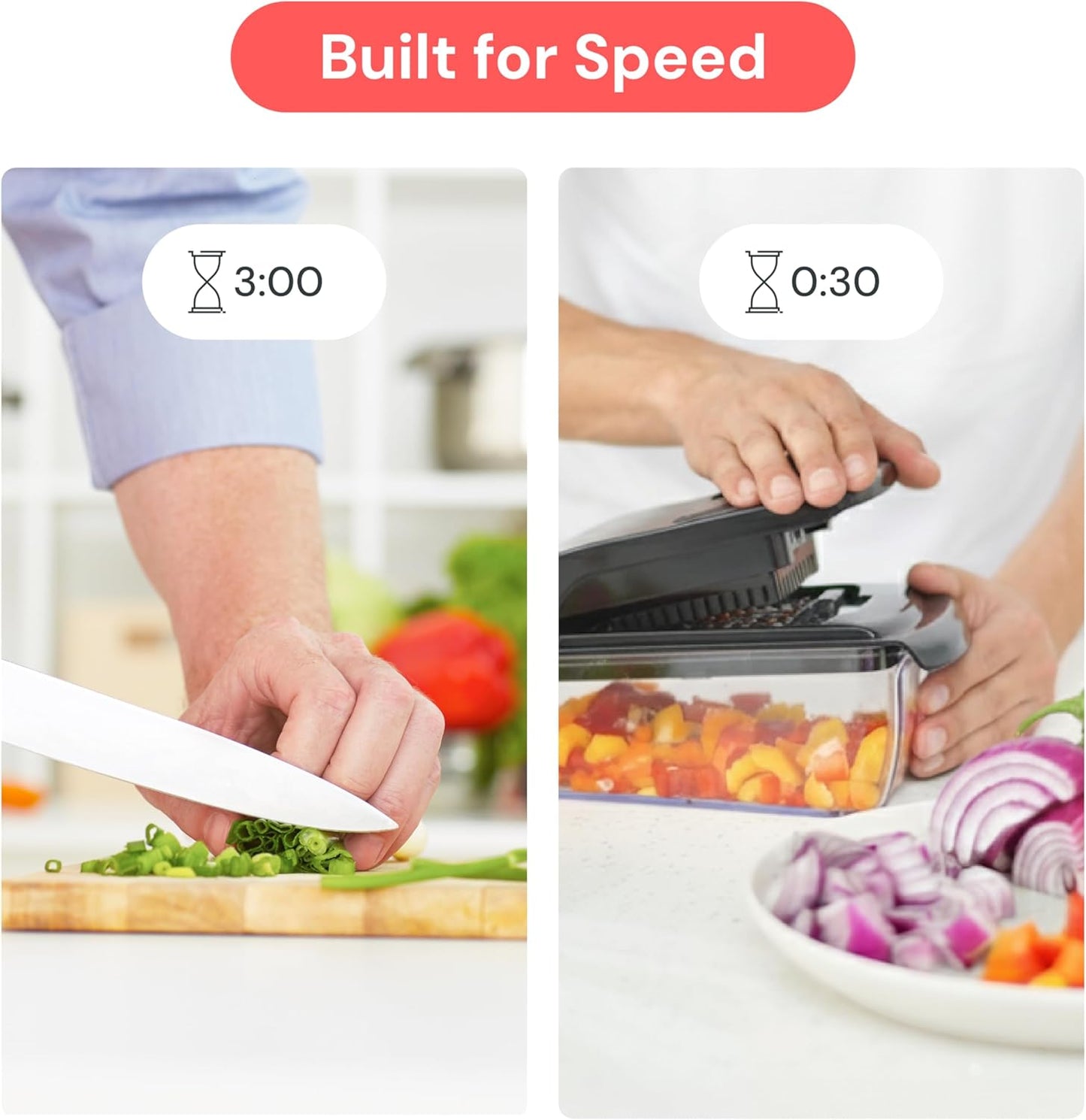 Pro Original Vegetable Chopper & Spiralizer, Kitchen Prep Tool | 4 in 1 Veggie Slicer, Onion & Fruit Cutter with Sharp Stainless Steel Blades & Container, All-in-One Food Prep Tool (White)