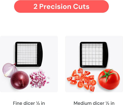 Pro Original Vegetable Chopper & Spiralizer, Kitchen Prep Tool | 4 in 1 Veggie Slicer, Onion & Fruit Cutter with Sharp Stainless Steel Blades & Container, All-in-One Food Prep Tool (White)