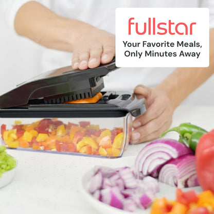 Pro Original Vegetable Chopper & Spiralizer, Kitchen Prep Tool | 4 in 1 Veggie Slicer, Onion & Fruit Cutter with Sharp Stainless Steel Blades & Container, All-in-One Food Prep Tool (White)