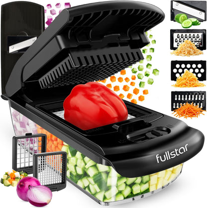 Pro Original Vegetable Chopper & Spiralizer, Kitchen Prep Tool | 4 in 1 Veggie Slicer, Onion & Fruit Cutter with Sharp Stainless Steel Blades & Container, All-in-One Food Prep Tool (White)