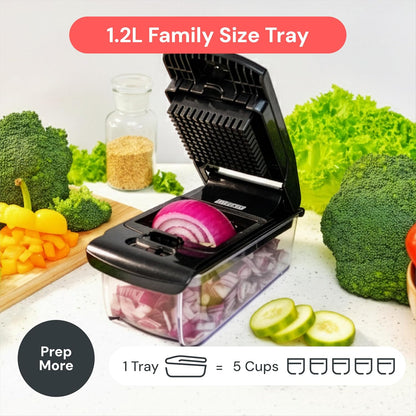 Pro Original Vegetable Chopper & Spiralizer, Kitchen Prep Tool | 4 in 1 Veggie Slicer, Onion & Fruit Cutter with Sharp Stainless Steel Blades & Container, All-in-One Food Prep Tool (White)