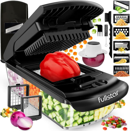 Pro Original Vegetable Chopper & Spiralizer, Kitchen Prep Tool | 4 in 1 Veggie Slicer, Onion & Fruit Cutter with Sharp Stainless Steel Blades & Container, All-in-One Food Prep Tool (White)