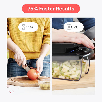 Pro Original Vegetable Chopper & Spiralizer, Kitchen Prep Tool | 4 in 1 Veggie Slicer, Onion & Fruit Cutter with Sharp Stainless Steel Blades & Container, All-in-One Food Prep Tool (White)