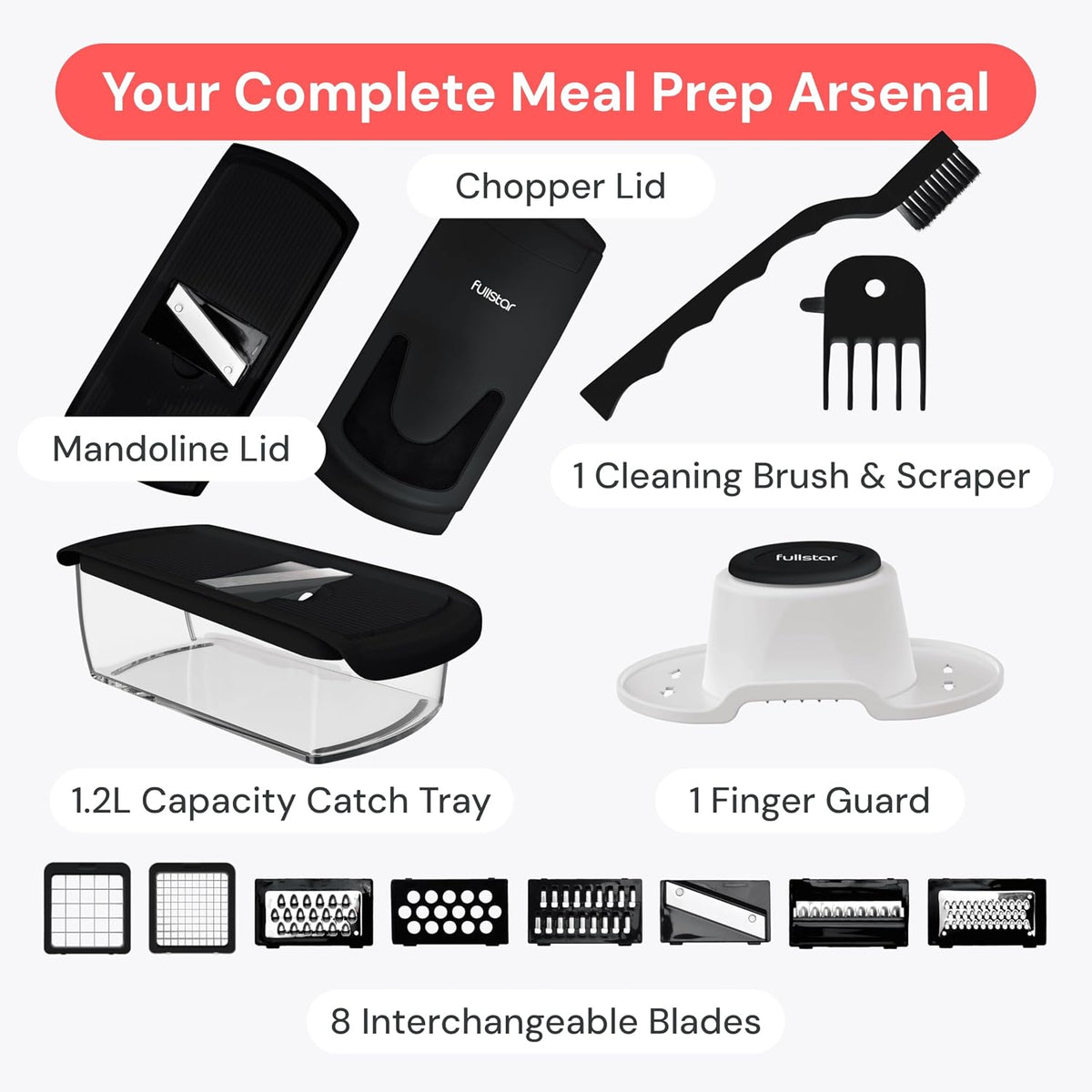 Pro Original Vegetable Chopper & Spiralizer, Kitchen Prep Tool | 4 in 1 Veggie Slicer, Onion & Fruit Cutter with Sharp Stainless Steel Blades & Container, All-in-One Food Prep Tool (White)