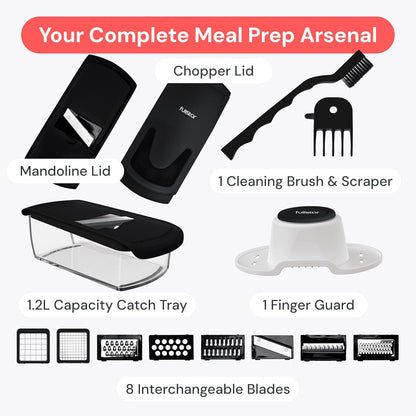 Pro Original Vegetable Chopper & Spiralizer, Kitchen Prep Tool | 4 in 1 Veggie Slicer, Onion & Fruit Cutter with Sharp Stainless Steel Blades & Container, All-in-One Food Prep Tool (White)