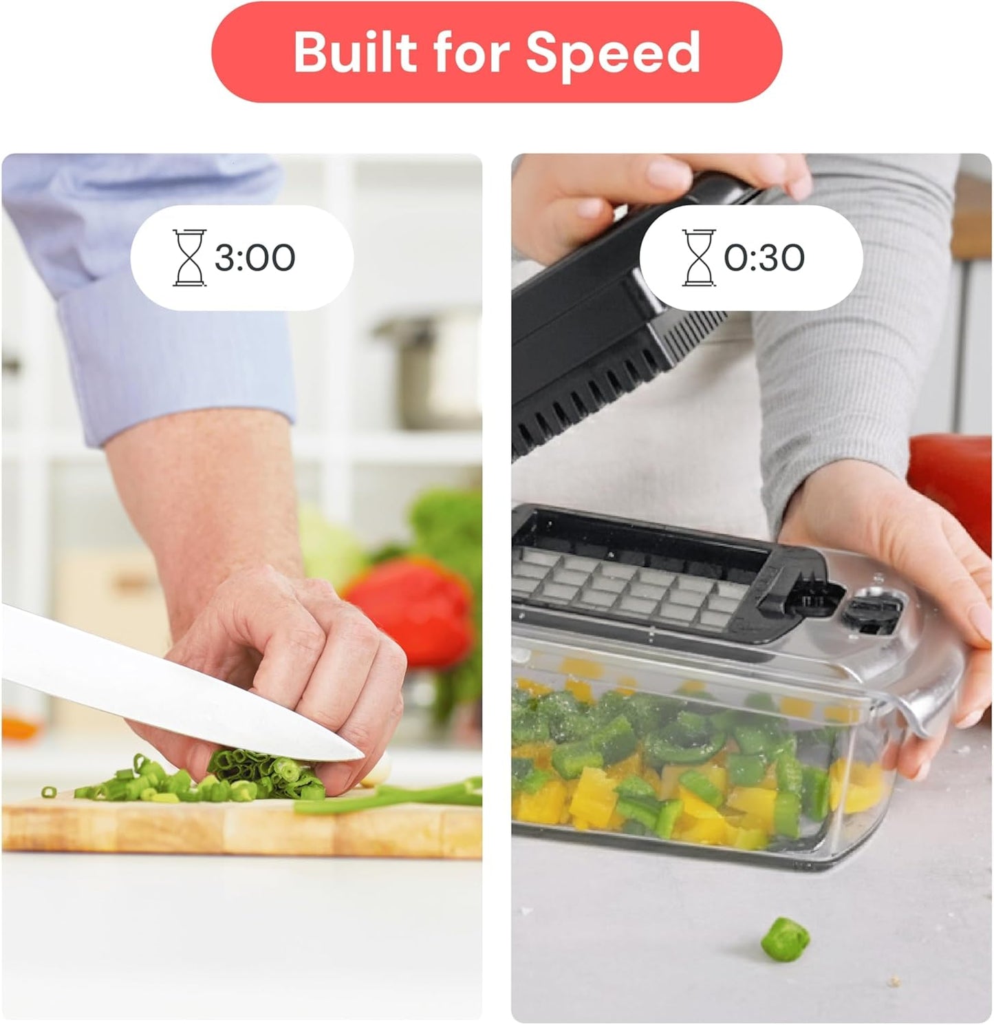 Pro Original Vegetable Chopper & Spiralizer, Kitchen Prep Tool | 4 in 1 Veggie Slicer, Onion & Fruit Cutter with Sharp Stainless Steel Blades & Container, All-in-One Food Prep Tool (White)