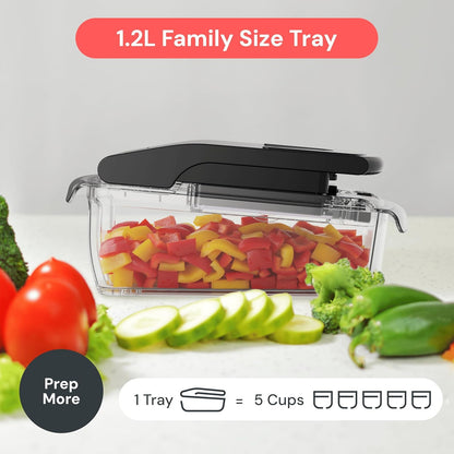Pro Original Vegetable Chopper & Spiralizer, Kitchen Prep Tool | 4 in 1 Veggie Slicer, Onion & Fruit Cutter with Sharp Stainless Steel Blades & Container, All-in-One Food Prep Tool (White)