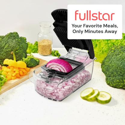 Pro Original Vegetable Chopper & Spiralizer, Kitchen Prep Tool | 4 in 1 Veggie Slicer, Onion & Fruit Cutter with Sharp Stainless Steel Blades & Container, All-in-One Food Prep Tool (White)