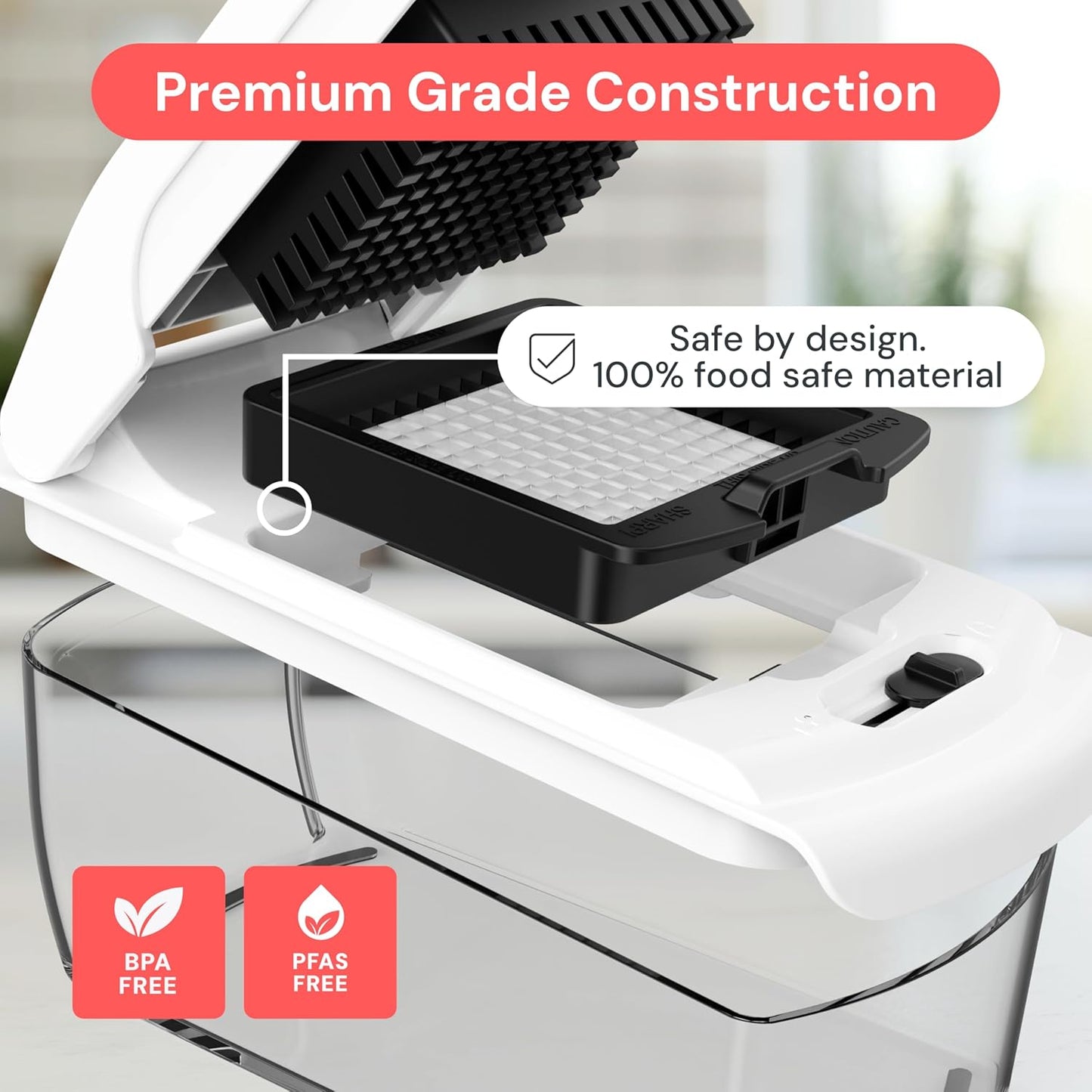 Pro Original Vegetable Chopper & Spiralizer, Kitchen Prep Tool | 4 in 1 Veggie Slicer, Onion & Fruit Cutter with Sharp Stainless Steel Blades & Container, All-in-One Food Prep Tool (White)