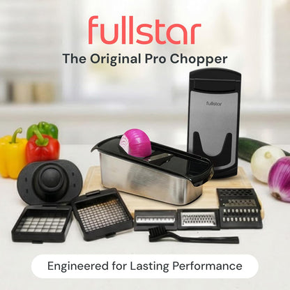 Pro Original Vegetable Chopper & Spiralizer, Kitchen Prep Tool | 4 in 1 Veggie Slicer, Onion & Fruit Cutter with Sharp Stainless Steel Blades & Container, All-in-One Food Prep Tool (White)