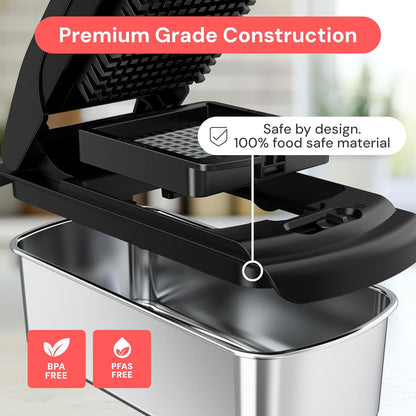 Pro Original Vegetable Chopper & Spiralizer, Kitchen Prep Tool | 4 in 1 Veggie Slicer, Onion & Fruit Cutter with Sharp Stainless Steel Blades & Container, All-in-One Food Prep Tool (White)