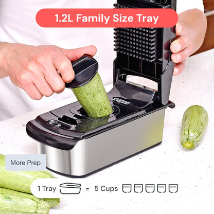Pro Original Vegetable Chopper & Spiralizer, Kitchen Prep Tool | 4 in 1 Veggie Slicer, Onion & Fruit Cutter with Sharp Stainless Steel Blades & Container, All-in-One Food Prep Tool (White)