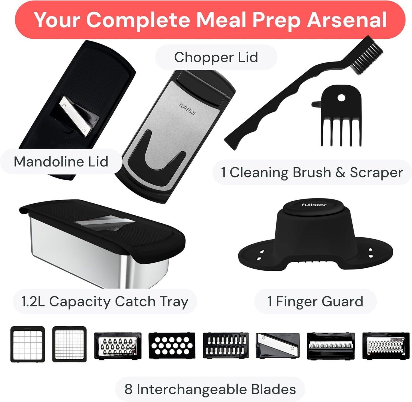 Pro Original Vegetable Chopper & Spiralizer, Kitchen Prep Tool | 4 in 1 Veggie Slicer, Onion & Fruit Cutter with Sharp Stainless Steel Blades & Container, All-in-One Food Prep Tool (White)