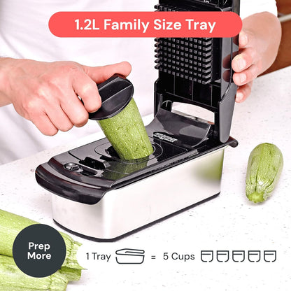Pro Original Vegetable Chopper & Spiralizer, Kitchen Prep Tool | 4 in 1 Veggie Slicer, Onion & Fruit Cutter with Sharp Stainless Steel Blades & Container, All-in-One Food Prep Tool (White)