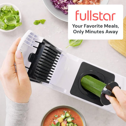 Pro Original Vegetable Chopper & Spiralizer, Kitchen Prep Tool | 4 in 1 Veggie Slicer, Onion & Fruit Cutter with Sharp Stainless Steel Blades & Container, All-in-One Food Prep Tool (White)