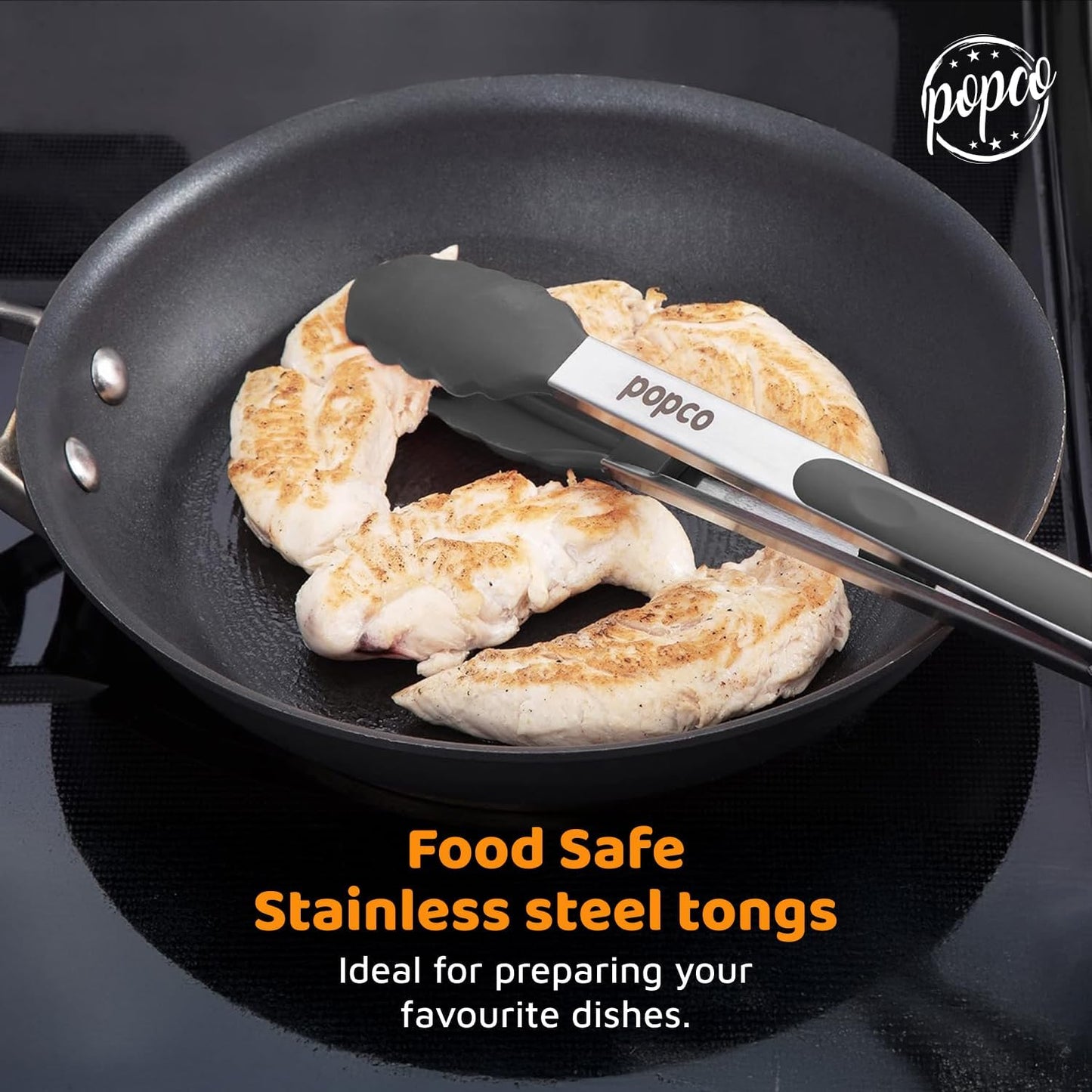 3 Piece Kitchen Tongs Set 7, 9, 12 Inch - Stainless Steel Nonstick Tongs with Silicone Tips - Heat Resistant and Dishwasher Safe for Cooking, Grilling, Salad, and Everyday Serving