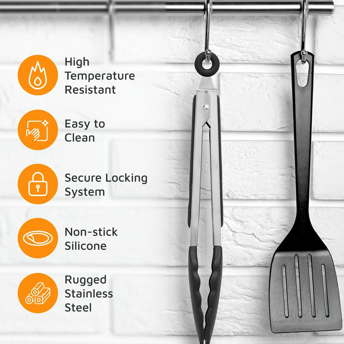 3 Piece Kitchen Tongs Set 7, 9, 12 Inch - Stainless Steel Nonstick Tongs with Silicone Tips - Heat Resistant and Dishwasher Safe for Cooking, Grilling, Salad, and Everyday Serving