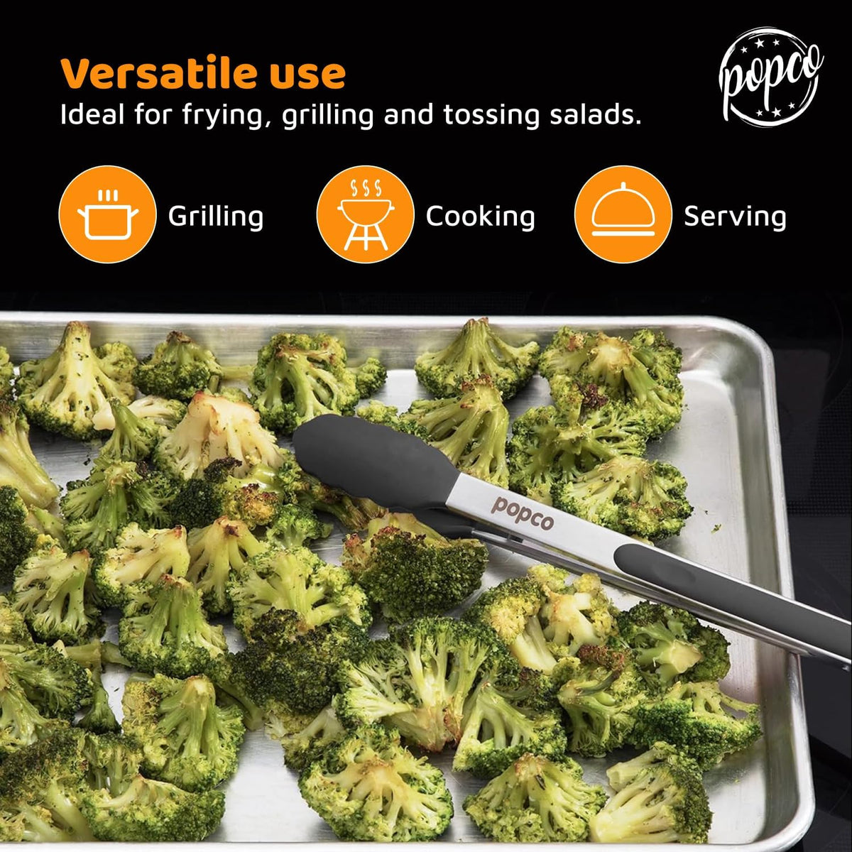 3 Piece Kitchen Tongs Set 7, 9, 12 Inch - Stainless Steel Nonstick Tongs with Silicone Tips - Heat Resistant and Dishwasher Safe for Cooking, Grilling, Salad, and Everyday Serving