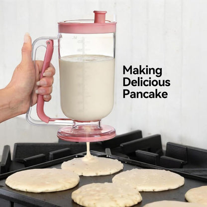 Pancake Batter Dispenser with Mixer - No-Drip Squeeze Batter Tool | Great for pancakes, waffles, crepes, muffins, and cupcakes. Built-in mixer blends batter smooth.