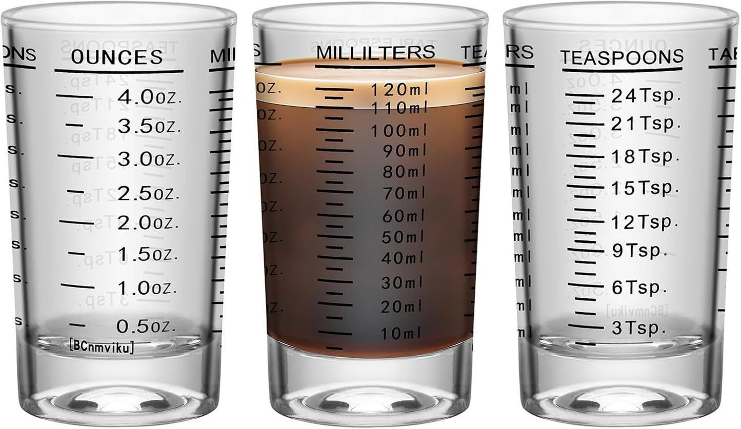 2Pcs Shot Glass Measuring Cup, 4 Ounce Heavy Base Jigger, Espresso Shot Glasses, Liquid Cup, Round Shot Glasses, Small Cups for Vodka, Whiskey, Tequila, Espresso, Liquor (2, Red)