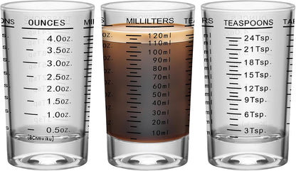 2Pcs Shot Glass Measuring Cup, 4 Ounce Heavy Base Jigger, Espresso Shot Glasses, Liquid Cup, Round Shot Glasses, Small Cups for Vodka, Whiskey, Tequila, Espresso, Liquor (2, Red)