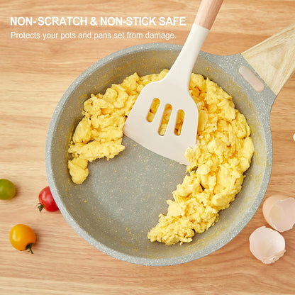 Kitchen Utensils Set - 34 PCS Non-Stick Silicone Cooking Utensils Set Spatula Set with Holder, Wooden Handle Spoon,Brush,Whisk Kitchen Gadgets Tools Set for Nonstick Cookware (Black-34P)