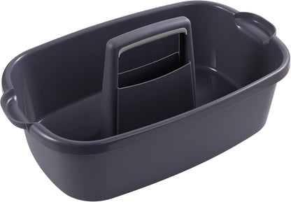 2-Pack Large Gray Cleaning Caddy for Cleaning Supplies with Handle - Portable Plastic Tote Organizer for Shower, Bathroom, Kitchen, Under Sink Storage