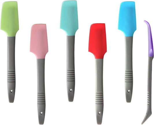 Silicone Mini Small Spatula, Curved Kitchen Can Jar Spatula | For Wet Canned Pet Food, Cooking Baking Frosting Scraping Mixing, Epoxy Resin Crafting