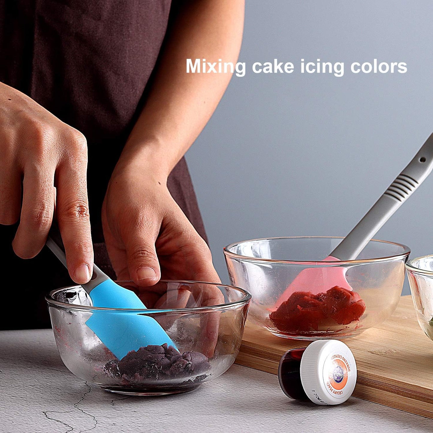 Silicone Mini Small Spatula, Curved Kitchen Can Jar Spatula | For Wet Canned Pet Food, Cooking Baking Frosting Scraping Mixing, Epoxy Resin Crafting