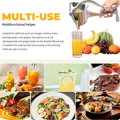 Juicer, Fresh Fruit Juice Extractor Aluminum Alloy, Juice Squeezer Handheld, manual juicer, Easy to Clean with 0.6L Capacity, Heavy Duty Single Press Lemon Squeezer for Lemon, Orange, Grape