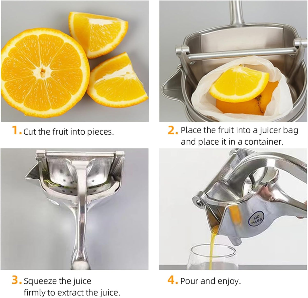 Juicer, Fresh Fruit Juice Extractor Aluminum Alloy, Juice Squeezer Handheld, manual juicer, Easy to Clean with 0.6L Capacity, Heavy Duty Single Press Lemon Squeezer for Lemon, Orange, Grape