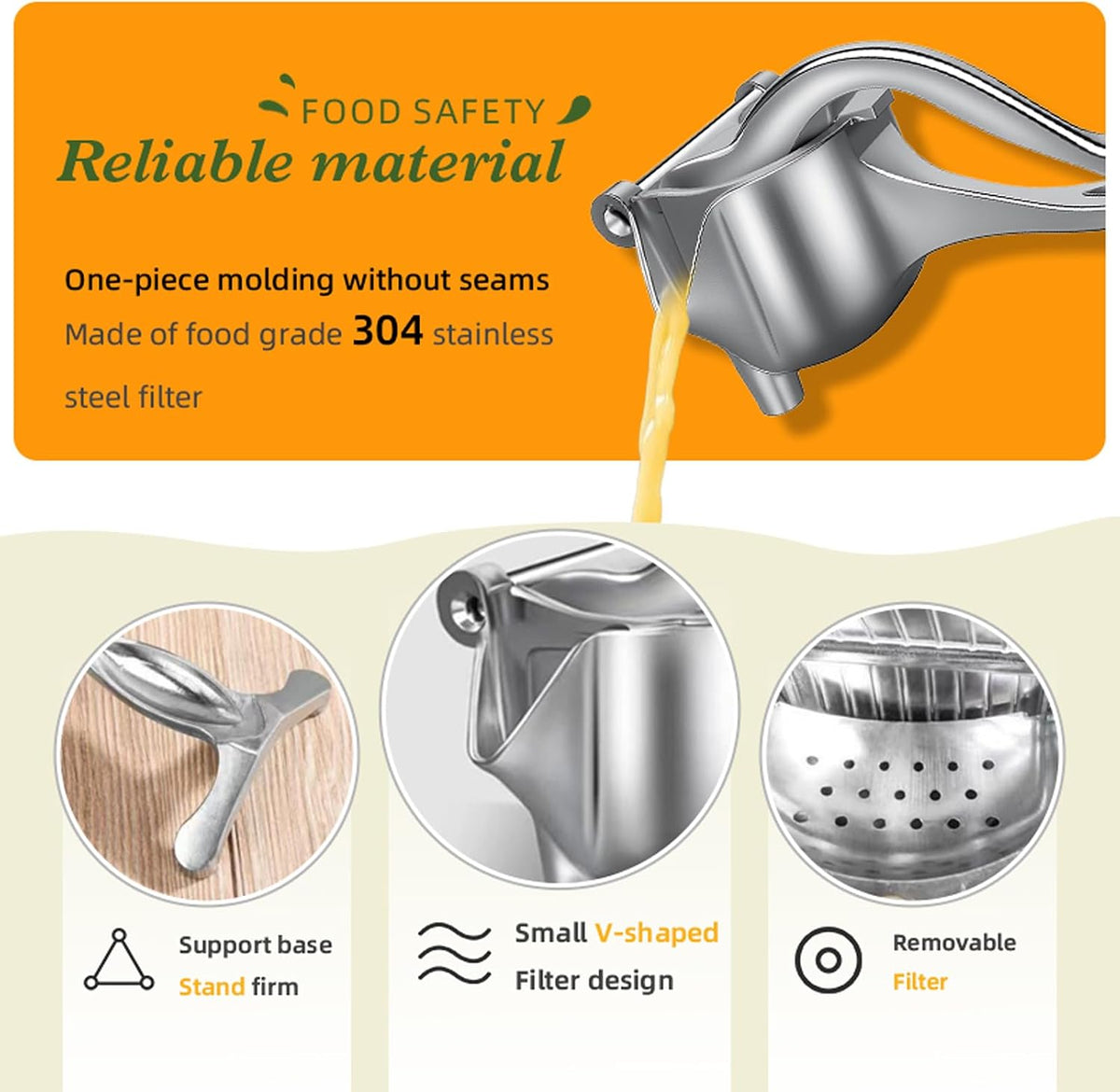 Juicer, Fresh Fruit Juice Extractor Aluminum Alloy, Juice Squeezer Handheld, manual juicer, Easy to Clean with 0.6L Capacity, Heavy Duty Single Press Lemon Squeezer for Lemon, Orange, Grape
