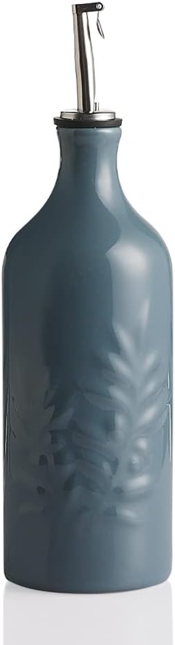 Sweejar Ceramic Olive Oil Dispenser Bottle, 20 Oz Relief Opaque Oil Cruet Protects Oil To Reduce Oxidation, Suitable for Storage Oil, Vinegar, Soy Sauce, Coffee Syrup, Liquids, Set of 1 (Beige)