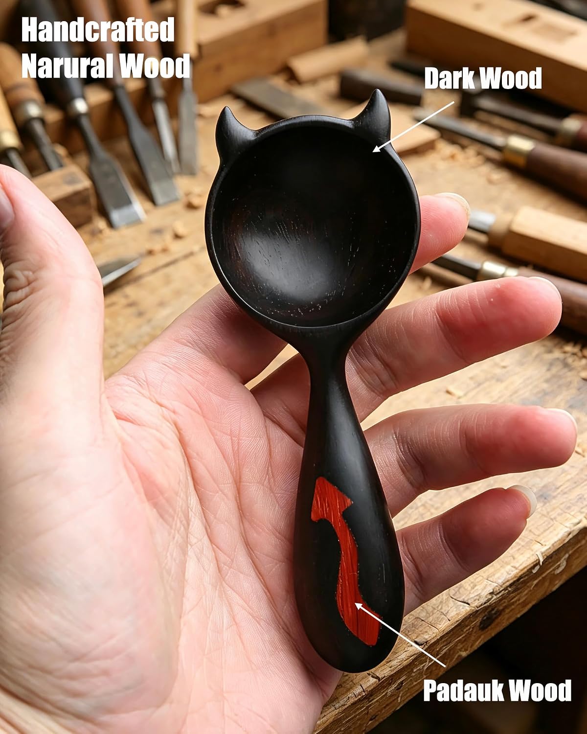 Walnut Coffee Scoop,Wooden Coffee Bean Measuring Spoon,5g Capacity,Natural Wood Coffee Scoop for Tea,Sugar & Powder,Rustic Kitchen Gift for Coffee Lovers