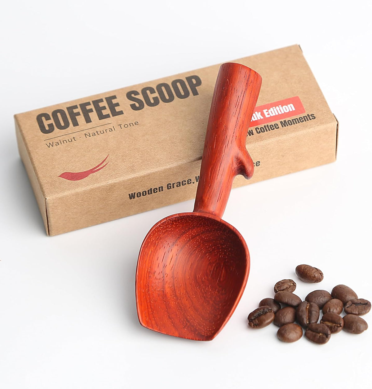 Walnut Coffee Scoop,Wooden Coffee Bean Measuring Spoon,5g Capacity,Natural Wood Coffee Scoop for Tea,Sugar & Powder,Rustic Kitchen Gift for Coffee Lovers