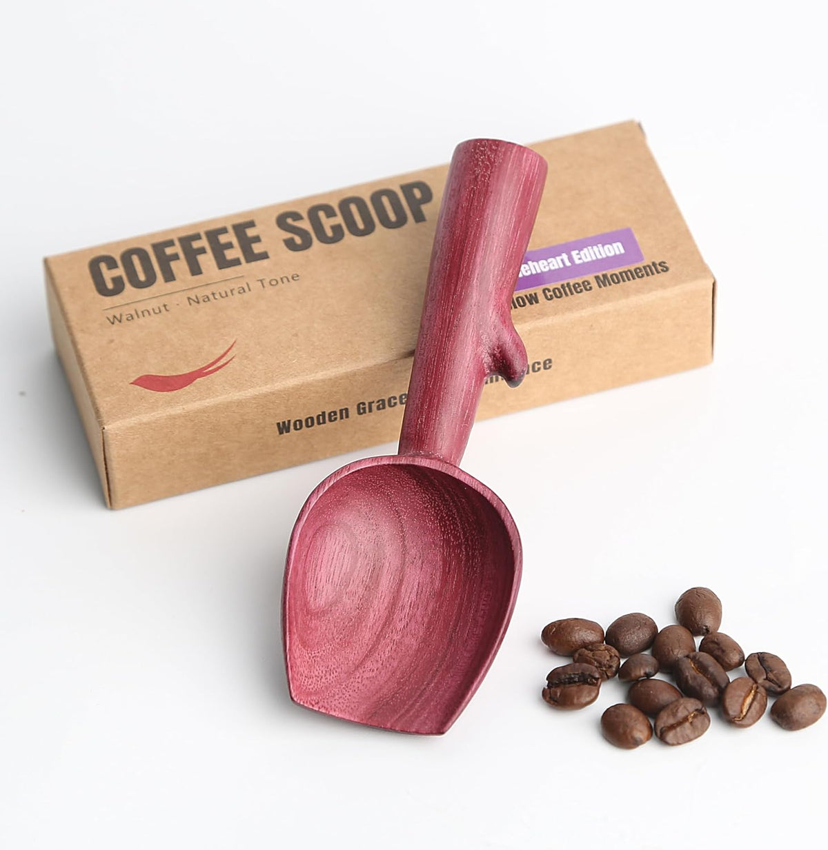 Walnut Coffee Scoop,Wooden Coffee Bean Measuring Spoon,5g Capacity,Natural Wood Coffee Scoop for Tea,Sugar & Powder,Rustic Kitchen Gift for Coffee Lovers
