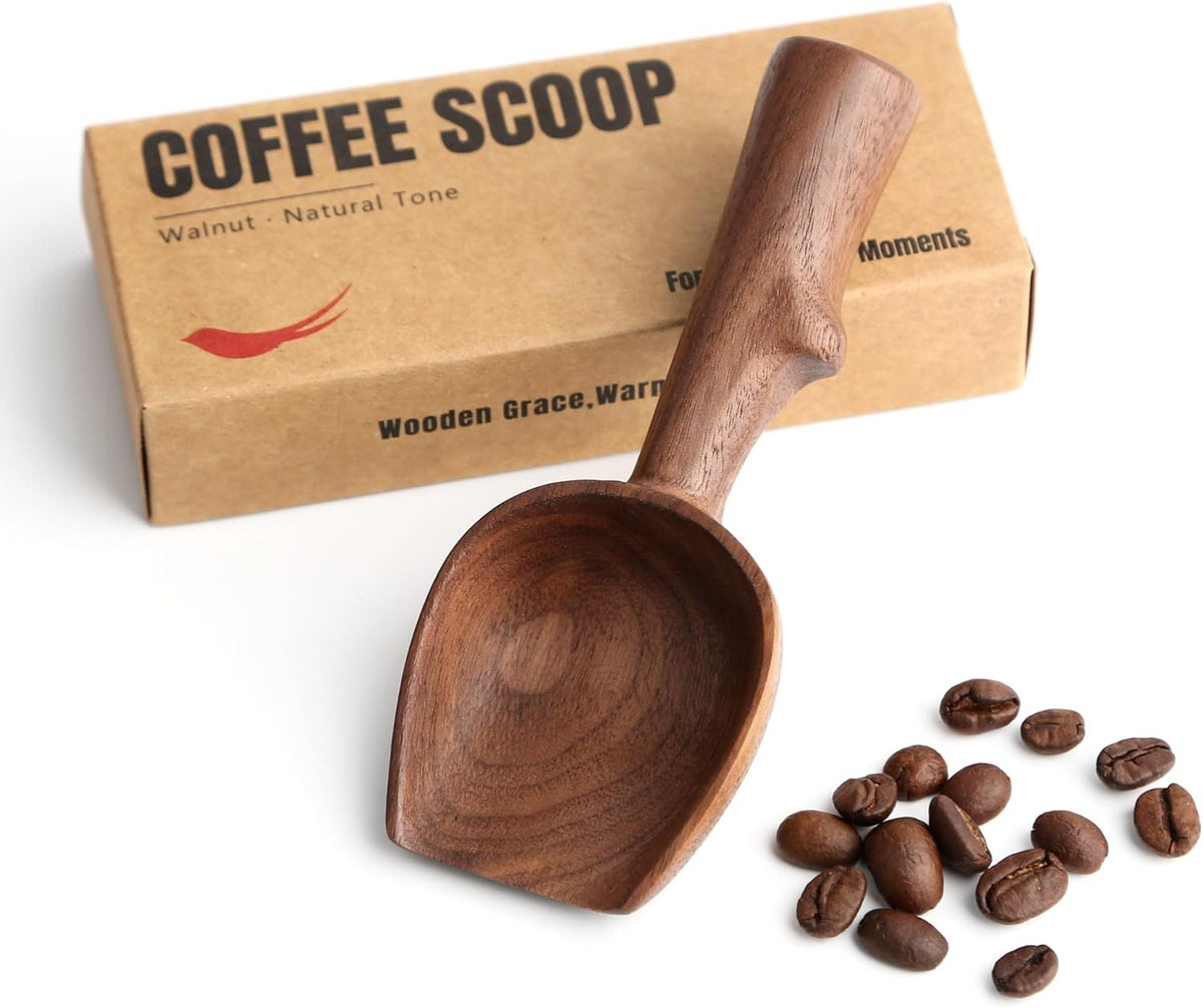 Walnut Coffee Scoop,Wooden Coffee Bean Measuring Spoon,5g Capacity,Natural Wood Coffee Scoop for Tea,Sugar & Powder,Rustic Kitchen Gift for Coffee Lovers