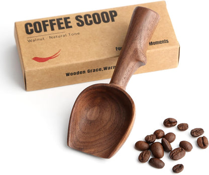 Walnut Coffee Scoop,Wooden Coffee Bean Measuring Spoon,5g Capacity,Natural Wood Coffee Scoop for Tea,Sugar & Powder,Rustic Kitchen Gift for Coffee Lovers